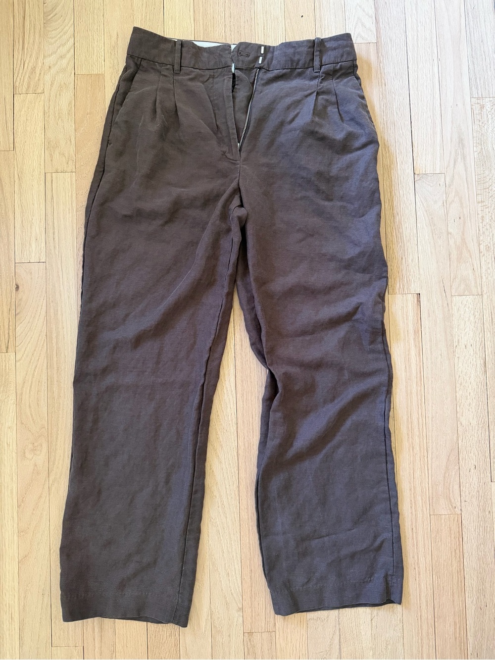 Aritzia Brown Wide-Leg Pleated Trousers - Picture 4 of 6